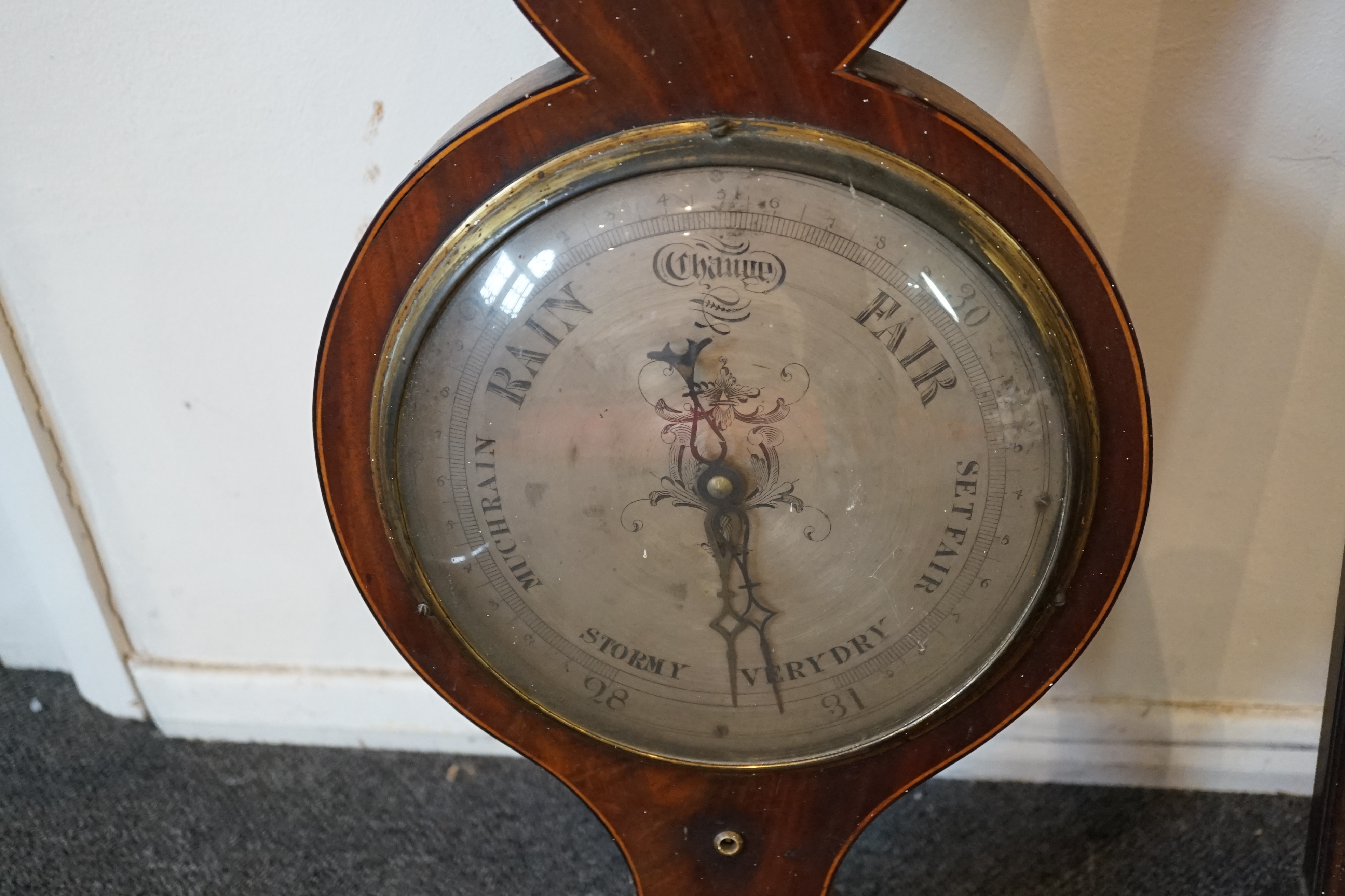 A George III mahogany stick barometer signed Garoe & Co. Edinburgh